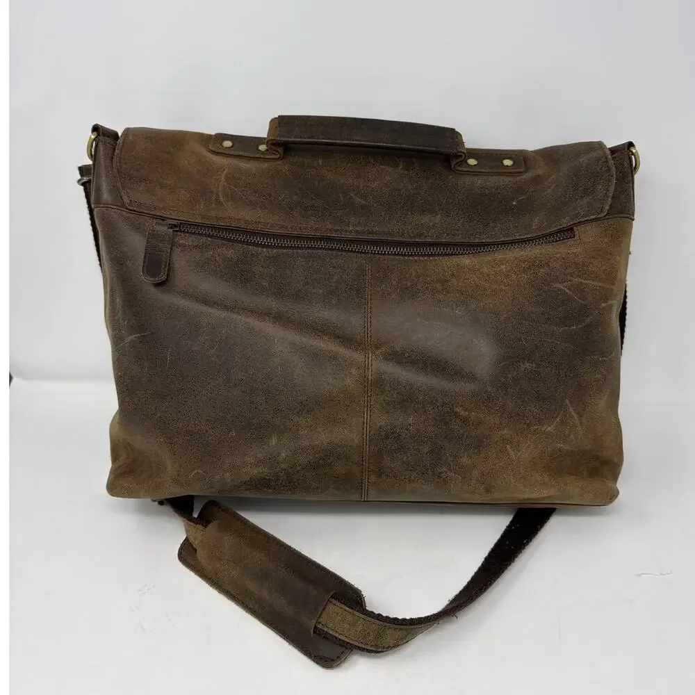 KOMALC 18 INCH LEATHER BRIEFCASE PADDED LAPTOP MESSENGER BAG